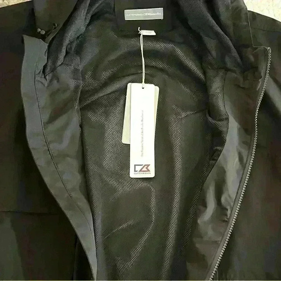 NWT Cutter & Buck Men Black WeatherTec Water Resist Zip Hood Windbreaker Size3XL - Picture 2 of 16